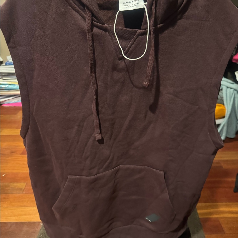 Zara Chocolate Sleeveless Hoodie